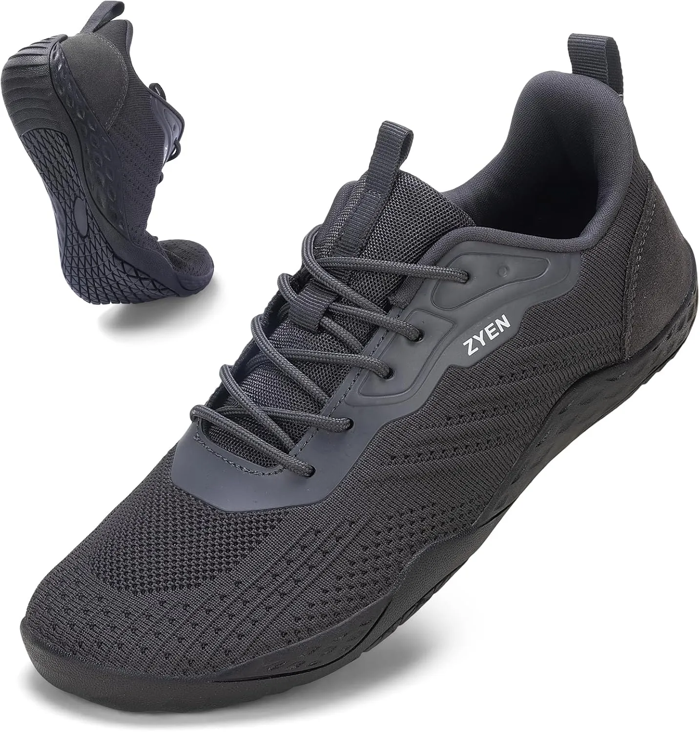 ZYEN Mens Barefoot Shoes Wide Toe Box Trail Running Sneakers Zero Drop Non-Slip Extra Wide Width Walking Shoes Minimalist Wrestling Sneakers Gym Trainer 6.5-13