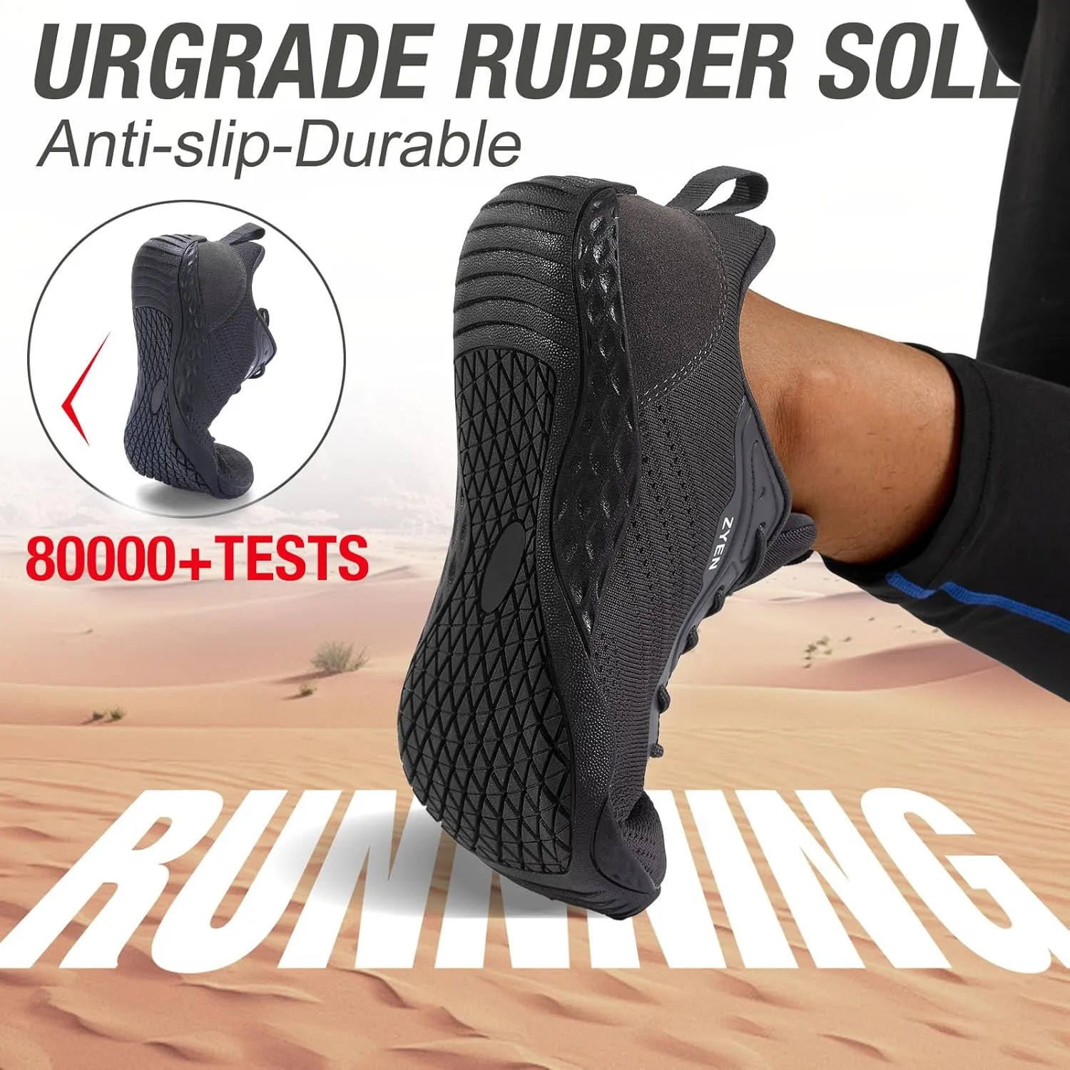 ZYEN Mens Barefoot Shoes Wide Toe Box Trail Running Sneakers Zero Drop Non-Slip Extra Wide Width Walking Shoes Minimalist Wrestling Sneakers Gym Trainer 6.5-13
